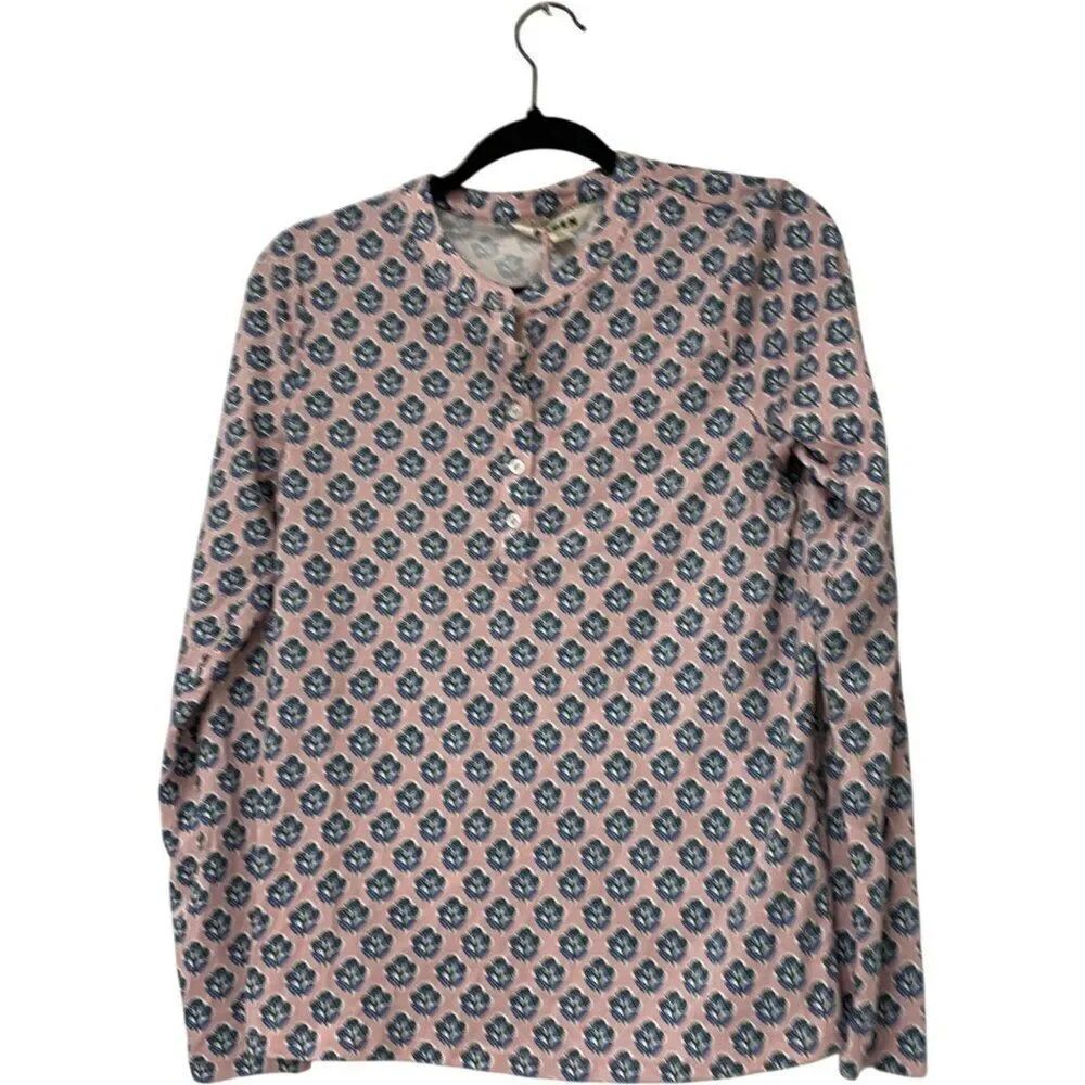 Boden Womens Pyjama Top PJs UK 10 US 6 Pink Floral Jersey Long Sleeve N0025 NWT